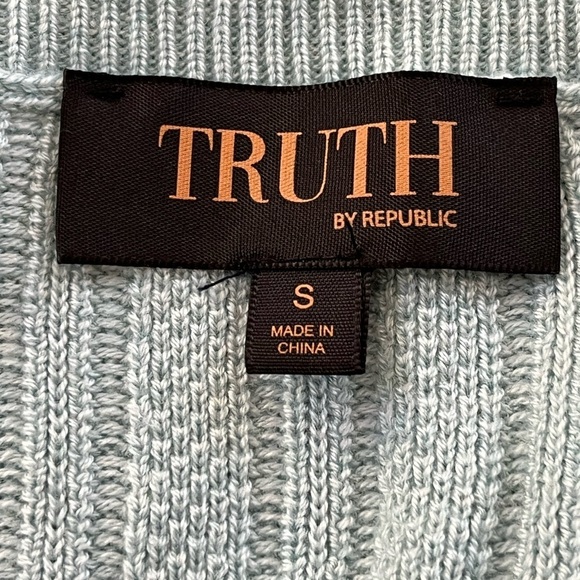 Truth by Republic Textured Wool Blend Aqua Ribbed Knit Long Sleeve Sweater Small - Picture 11 of 16